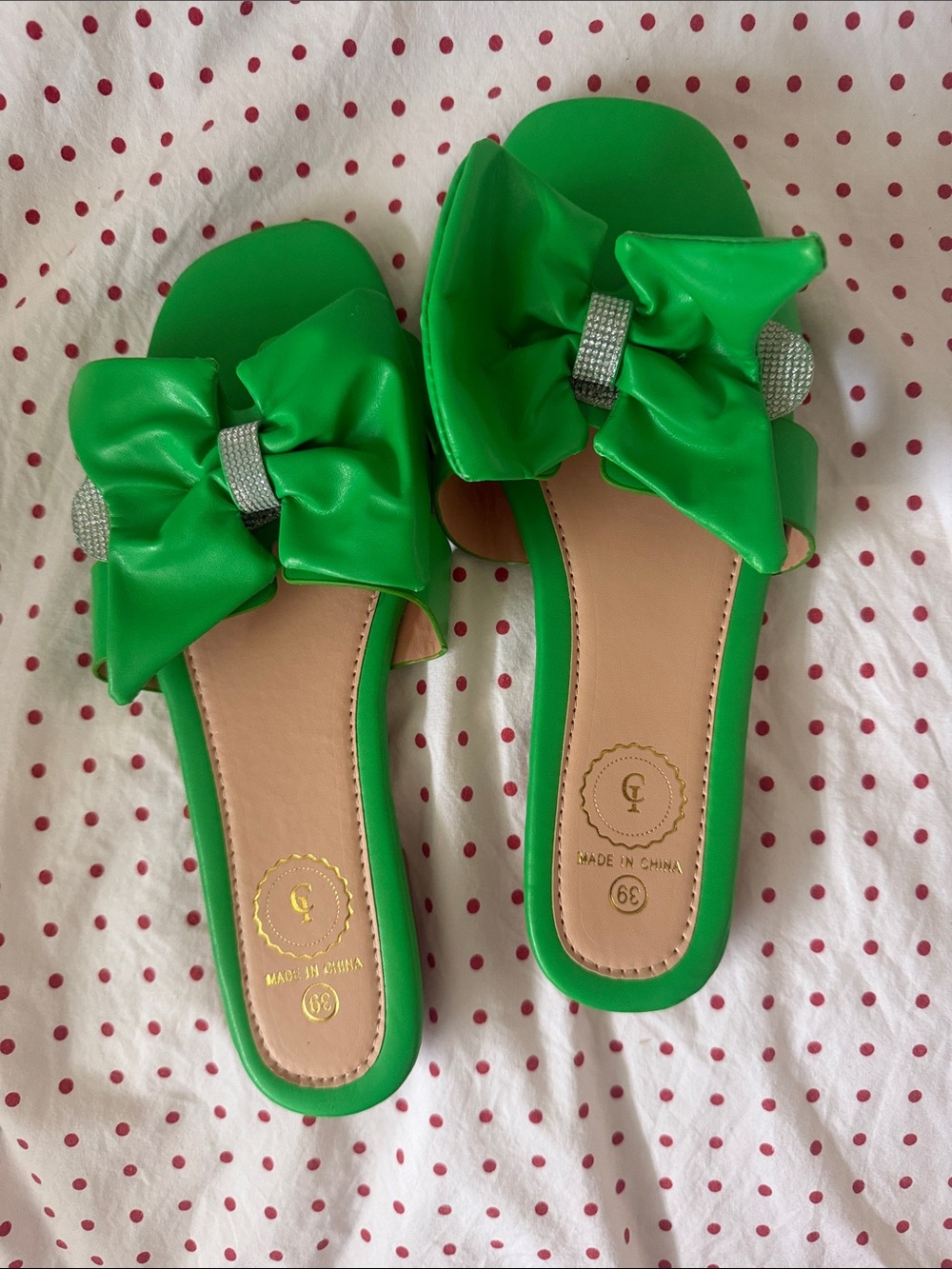 Green Bow Slide Sandals for Kids - Unbranded